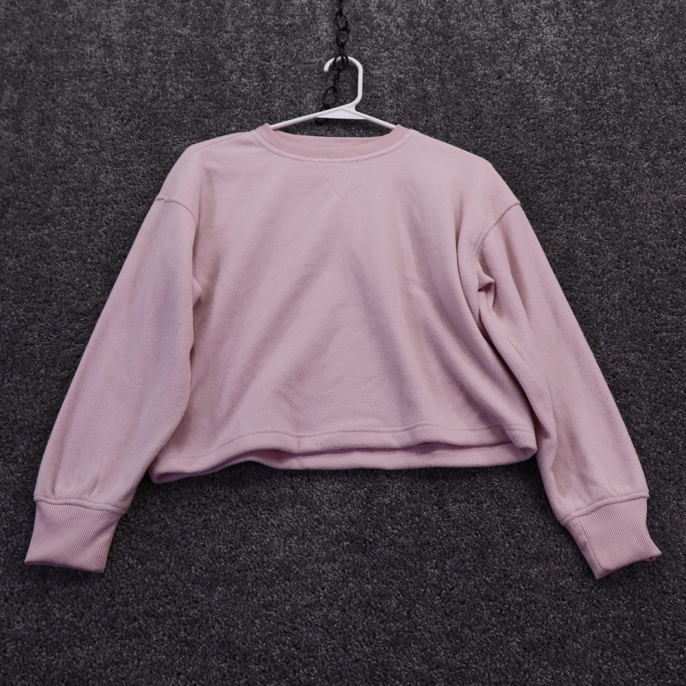 Old Navy Sweatshirt Womens Large Pink Performance Fleece Crewneck Cropped
